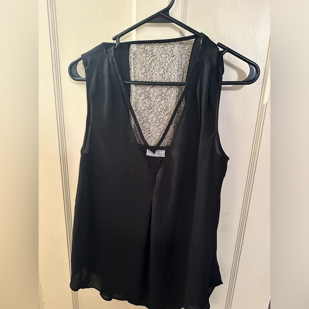 New York & company black sleeveless blouse. Size medium.